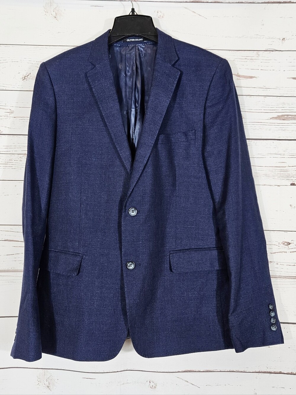 Oliver Grant | Navy Tollegno 1900 Italian Wool Linen Blazer